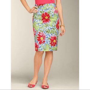 Talbots Floral Pencil Skirt - Red, Green, Blue
